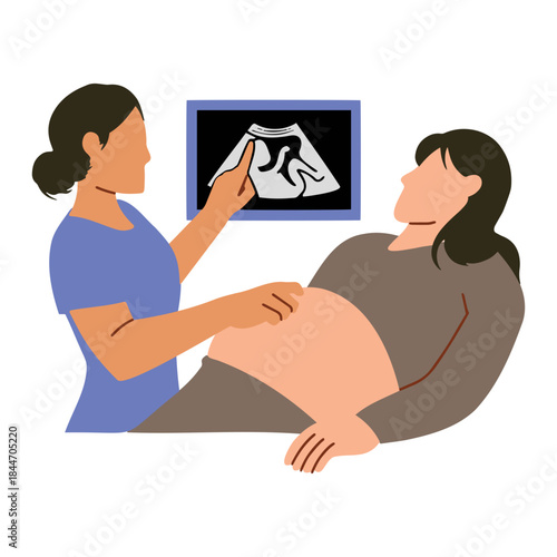 Caring doctor performing ultrasound on pregnant woman, showcasing prenatal care and the miracle of life, a moment of connection and hope for expecting mothers
