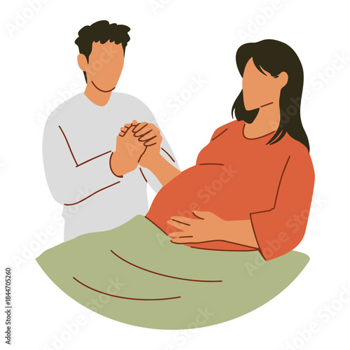 Loving partner supports expectant mother during pregnancy, offering comfort and strength, symbolizing family bonds and the anticipation of new life together