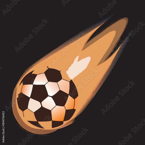 A dynamic illustration of a soccer ball trailing a fiery golden streak