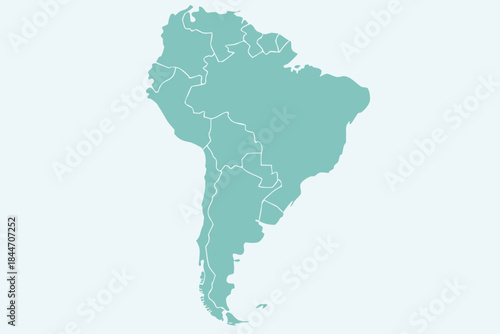 Flat Vector Map of South America Continent in Solid Color — Bold Minimal High-Resolution Infographic