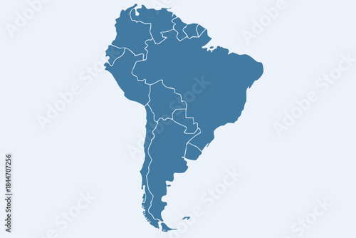 Flat Vector Map of South America Continent in Solid Color — Bold Minimal High-Resolution Infographic