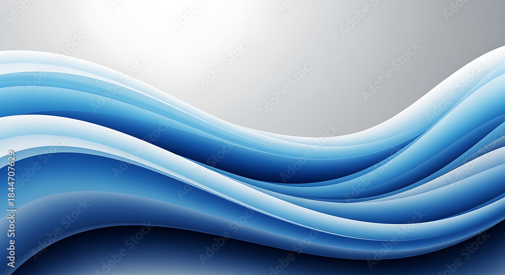 Obraz premium Wavy Blue Gradient Abstract Background with Smooth Curves