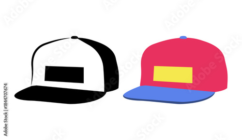 Stylish baseball caps graphic showcasing a modern design in black and pink, perfect for sports apparel or casual wear branding with a vibrant, playful aesthetic
