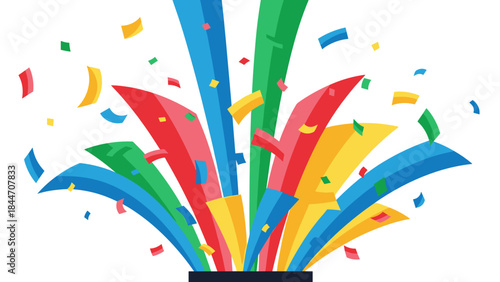 Colorful confetti in the air illustration for festive background celebration design with copy space