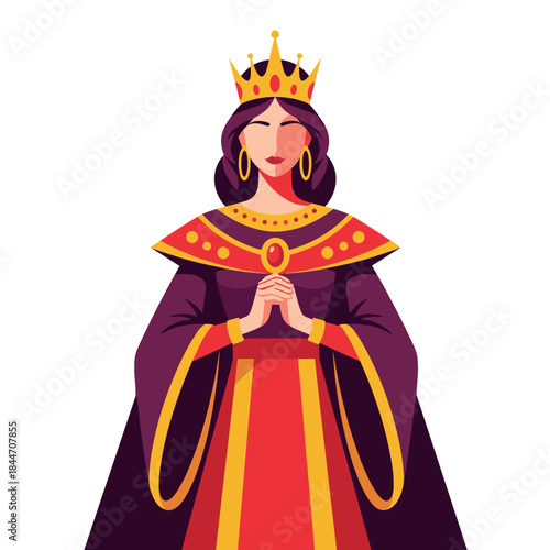 Colorful Queen Esther illustration with crown for Purim celebration artwork and educational religious content