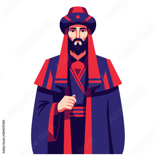 Mordechai from the Purim story traditional Jewish holiday character illustration for religious education cultural projects and festive designs