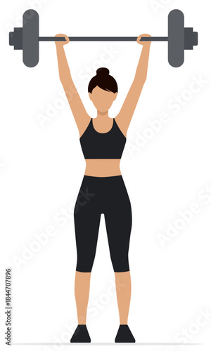  Weightlifting woman barbell overhead