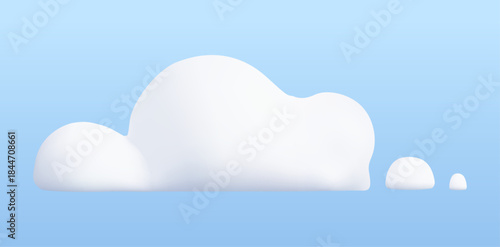 3D cloud render with realistic fluffy texture. White cotton-soft shape against clean sky backdrop. Ideal vector graphic for weather forecasts, atmospheric designs, and nature concepts.