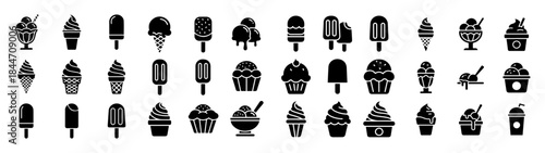 Ice Cream and Dessert Icons Collection: Sweet Treats Glyph Set