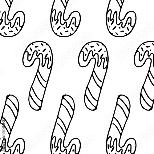 Christmas linear Pattern of Christmas candy cane on white