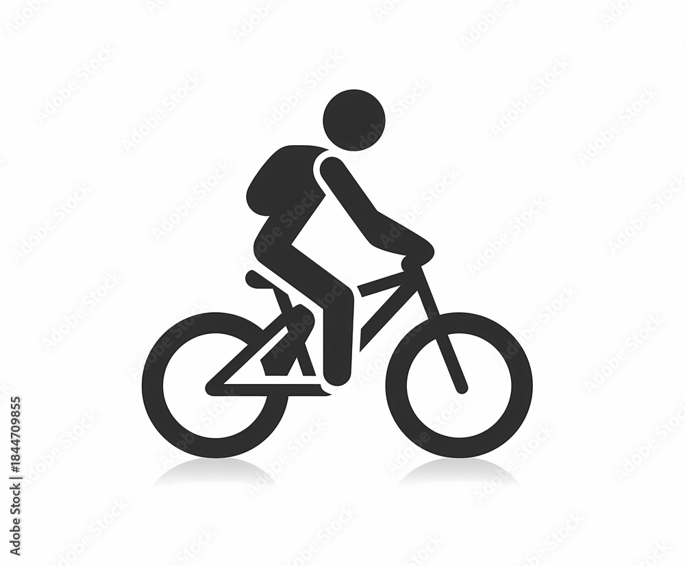 Obraz premium Minimalist person riding bicycle urban lifestyle icon
