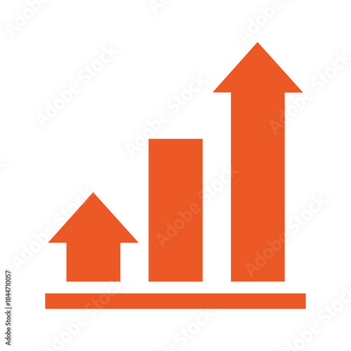 Increasing trend indicated by orange arrows and bars