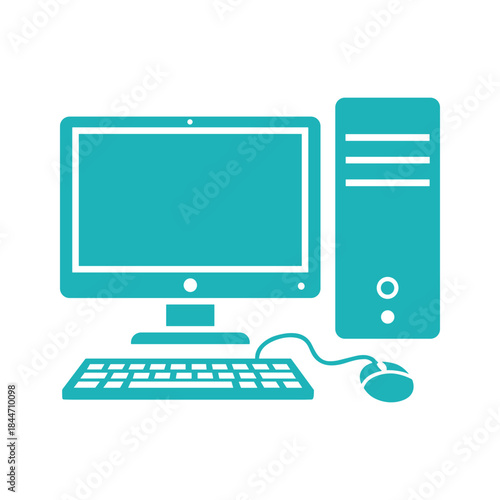 Desktop computer system with monitor keyboard and mouse