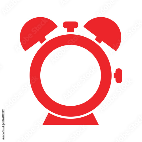 Red alarm clock icon on white background