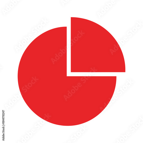 Red pie chart with separated section on white background