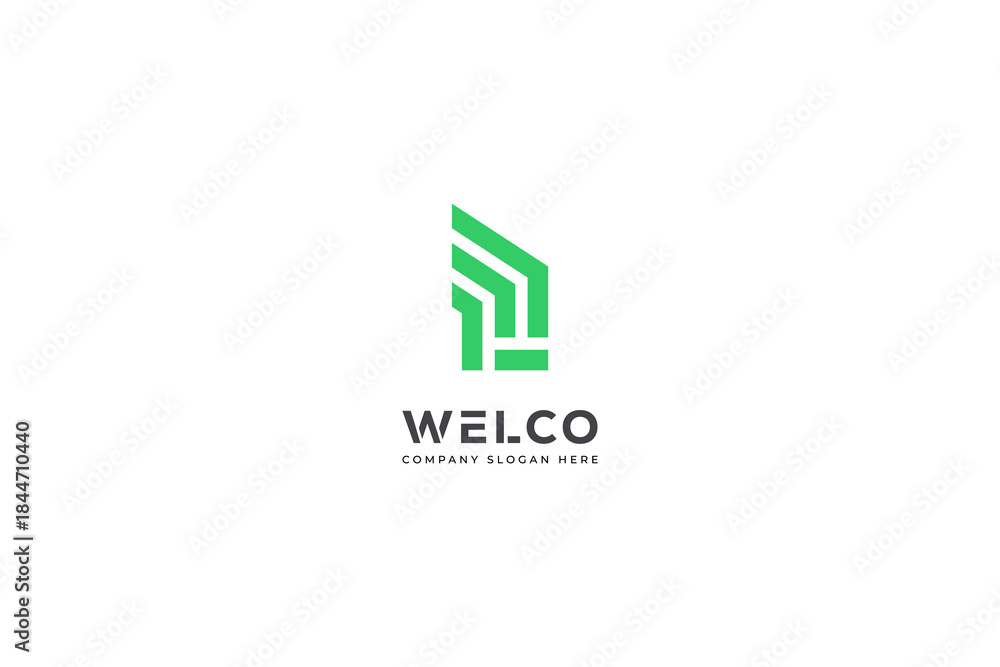 Obraz premium Letter W logo design in a moden geometric style