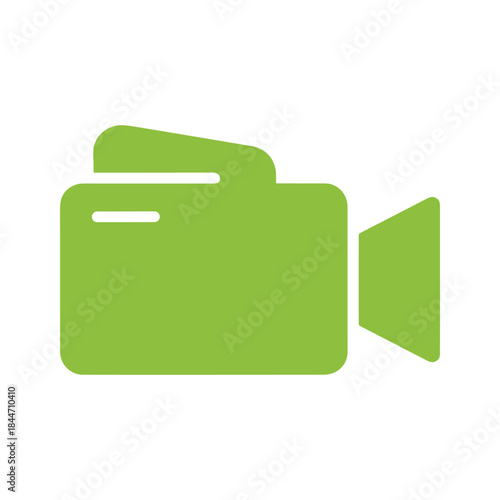 Green video camera icon on white background