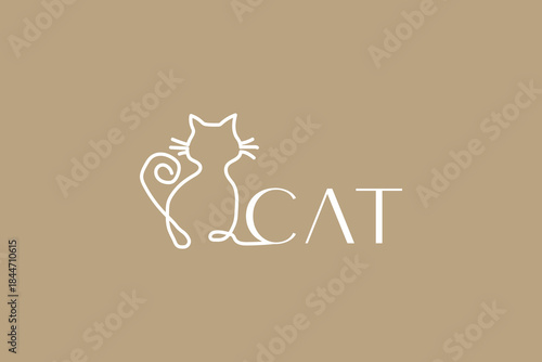 Cats line art logo design vector inspiration.