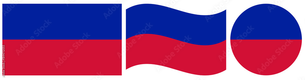 Naklejka premium Haiti civil flags collection. Waving flag of Haiti, round flag of Haiti isolated in circle shape.