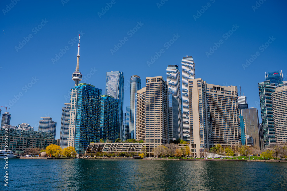 Obraz premium Modern waterfront skyline with CN Tower in downtown Toronto