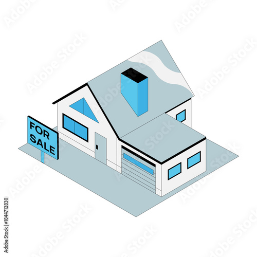 Charming modern house with a prominent 'For Sale' sign invites new homeowners to discover their dream property and seize a fantastic real estate opportunity.