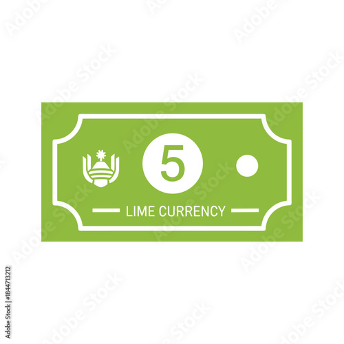 Lime currency note worth five units