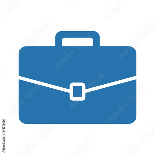 Blue briefcase icon on white background