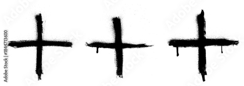 Plus Sign Grunge Spray Paint Stroke Vector Set
