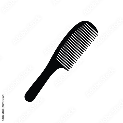 Black silhouette of a hair comb with fine teeth isolated on a white background grooming accessory