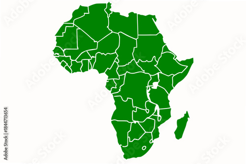 Flat Vector Map of Africa Continent in Solid Color — Bold Minimal High-Resolution Infographic
