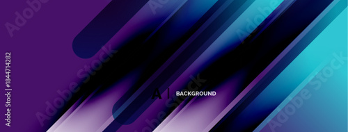 Abstract geometric design. Diagonal lines, purple, blue hues create dynamic visual effect. Modern background suitable for digital projects.