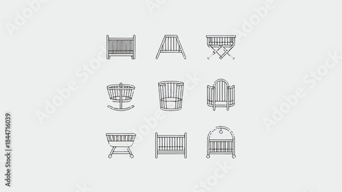 Baby crib illustrations collection