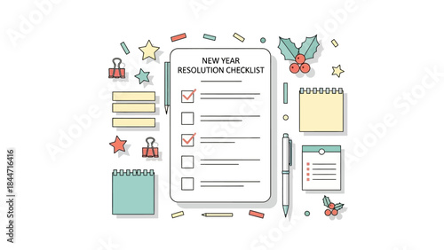 Annual Goal Setting List and Planning Stationery for the New Year