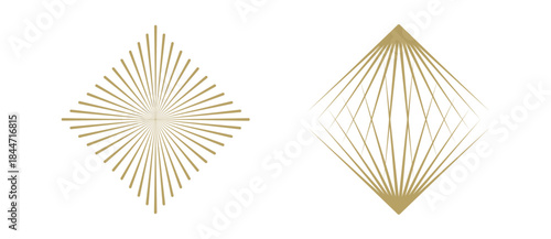 Golden abstract sparkle or crystal diamond icon on transparent background