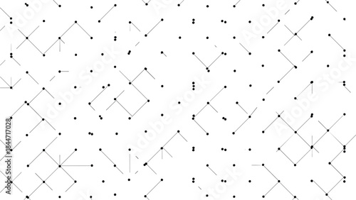 Abstract geometric dot and line pattern forming interconnected shapes, scattered points and modern network-style structure for backgrounds, textiles, branding and digital design