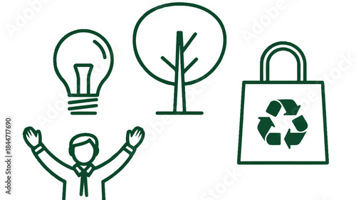 Ecofriendly icons set for sustainable living