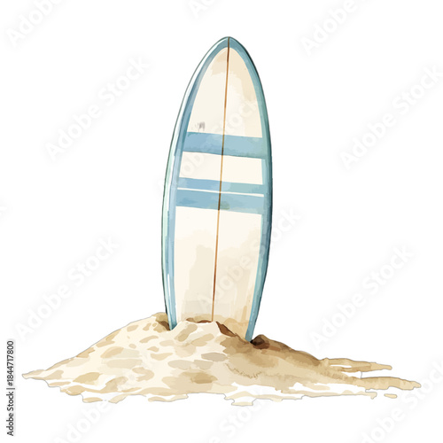 Blue and White Surfboard in Sand Coastal Beach
