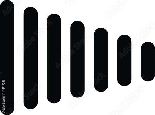 Minimal vertical bar design featuring decreasing rounded columns for charts, loading indicators, data visualization, infographic elements, progress graphics, and modern UI components
