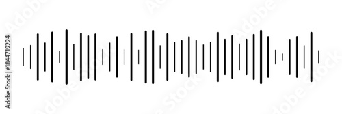 black sound waves, voice recording signal frequency waveform on transparent background, vector illustration