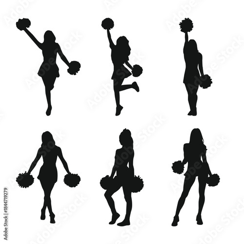 Cheerleading Silhouettes – Dynamic Poses, Team Spirit, Athletic Performance, Youth Fitness