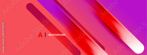 Vibrant abstract background features diagonal stripes, gradients. Pink, purple hues dominate design, with text elements present. Modern, dynamic composition.