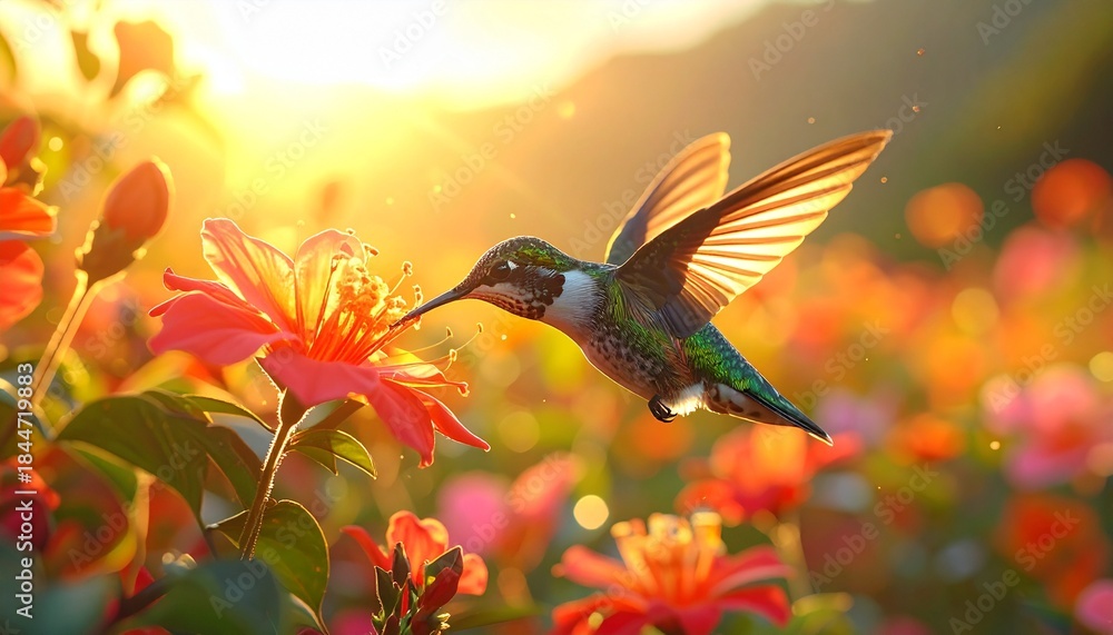 Fototapeta premium hummingbird on a beautiful flower