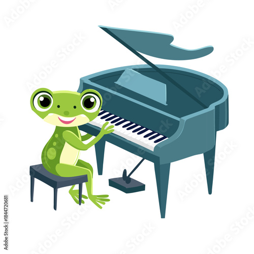 frog playing piano