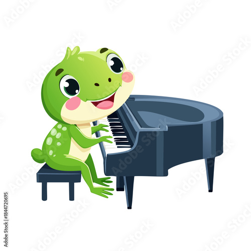 frog playing piano