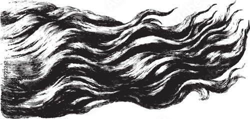 Wavy ink brush stroke texture in black. Bold vector illustration for artistic design projects, showcasing a unique style and visual texture.