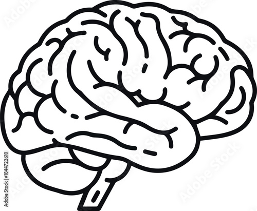 Human brain icon in line style. Editable stroke.