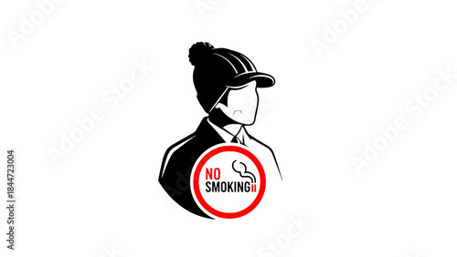 Silent Ban: A silhouette of a person wearing a hat, a universally understood symbol of prohibition, the image strongly conveys a clear message: No smoking.