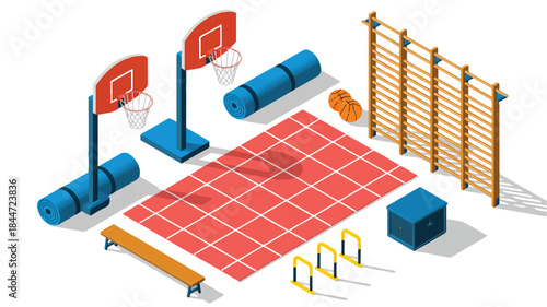 Gym equipment and sports facilities setup