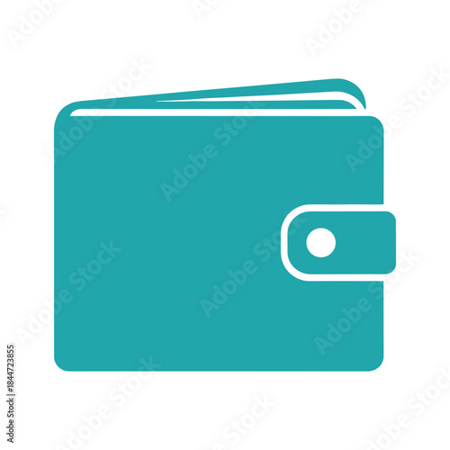 Simple teal wallet icon with snap closure