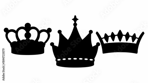 Minimal luxury crown silhouette icons, sleek and modern vector symbols for sophisticated branding and elegant design.